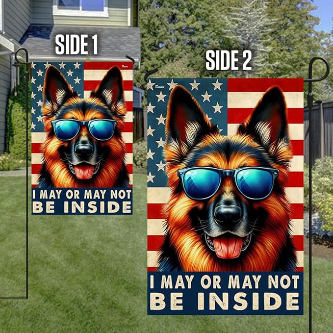 American Flag-Funny German Shepherd Dog American Flag TQN2748F, House Flag (29.5" x 39.5")-USA Flags Premium Polyester-Decorative Indoor Outdoor Flag