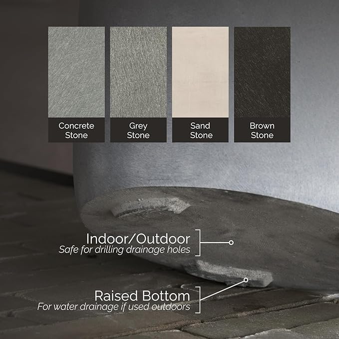 Reglito Cube Planter – Fiberglass Indoor/Outdoor and Weather-Resistant Large Planter (Grey Stone, 35.4" L x 35.4" W x 36" H)