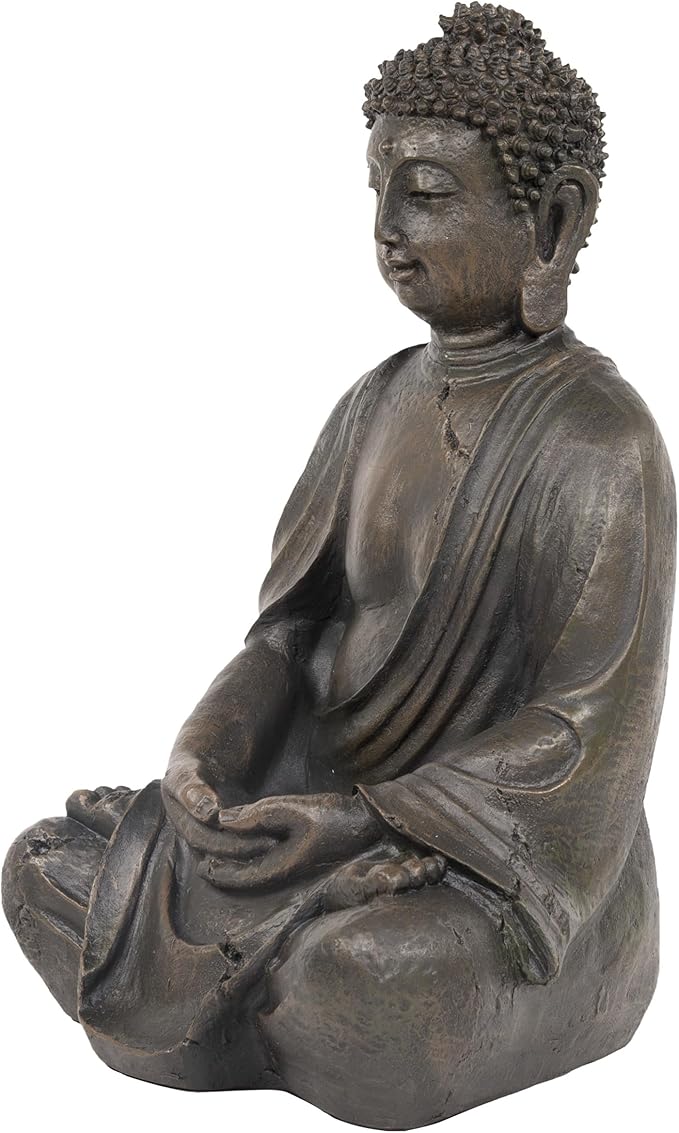 Alpine Corporation 15" Tall Indoor/Outdoor Meditating Buddha Statuary Décor
