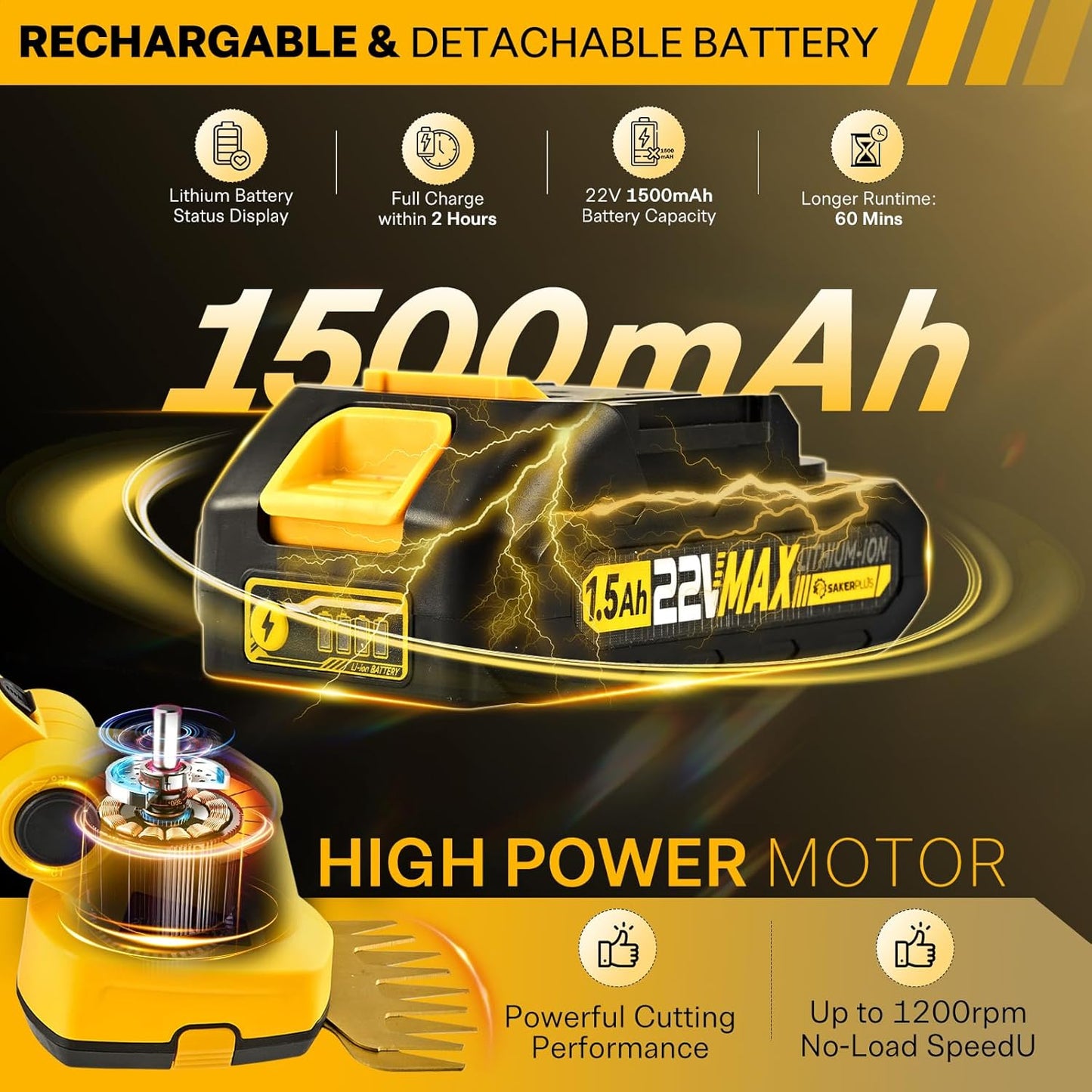 Hedge Trimmer Cordless, 2 in 1 Grass Shears Hedheld and Electric Hedge Trimmer, 22V Mini Battery Hedge Trimmers Clippers with Rechargeable Battery and Charger for Garden and Lawn