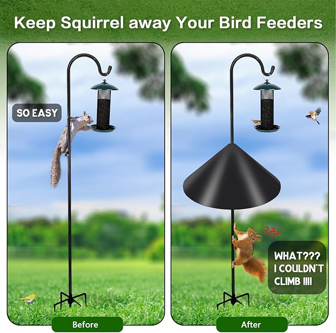 Gtongoko 19 Inch Squirrel Baffle for Bird Feeder Pole Squirrel Guards for Shepherds Hook Stopper for Bird Feeders Black 2 Pack