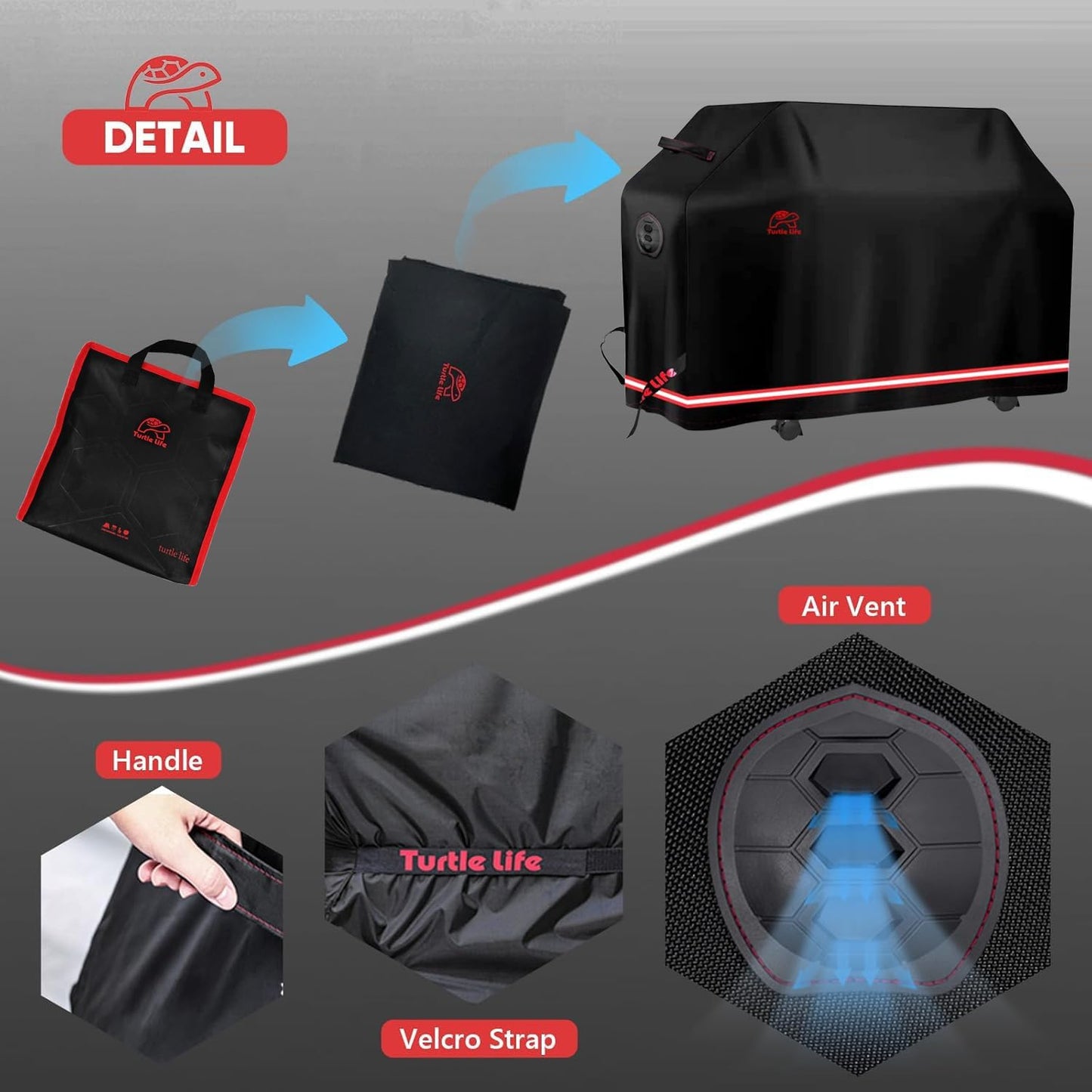 BBQ Grill Cover, 76-83 Inch Adjustable Heavy Duty Waterproof 6 or More Burner Barbecue Gas Grill Covers for Weber Summit Series Royal Gourmet MG Series, Black