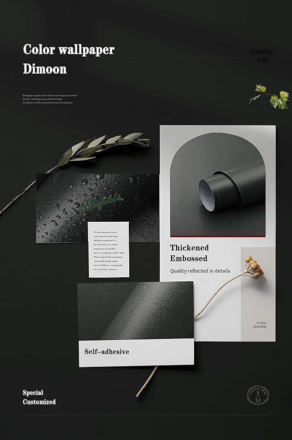 Dimoon 394''x17.7'' Dark Green Peel and Stick Wallpaper Contact Paper Modern Self Adhesive Wall Paper Removable Renter Friendly Textured Solid Color Shelf Vinyl Roll (394''x17.7'',Black Jadeite)