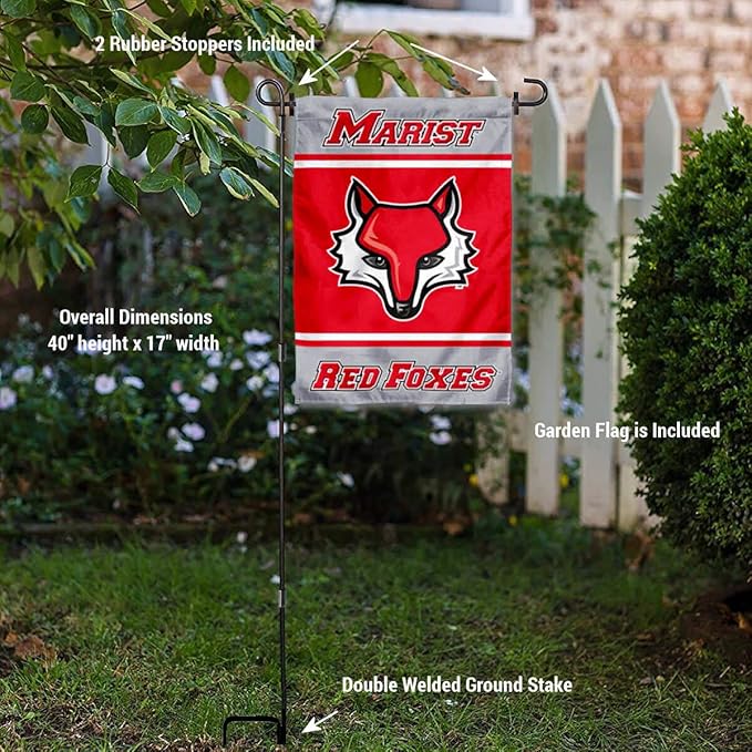 College Flags & Banners Co. Marist Red Foxes Garden Flag with Stand Holder