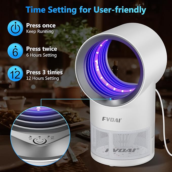 Fruit Fly Trap for Indoors, Fly Traps Indoor for Home Indoor Insect Trap with Suction, Time Setting, Bug Light & 10 Pcs Sticky Glue Boards (White)