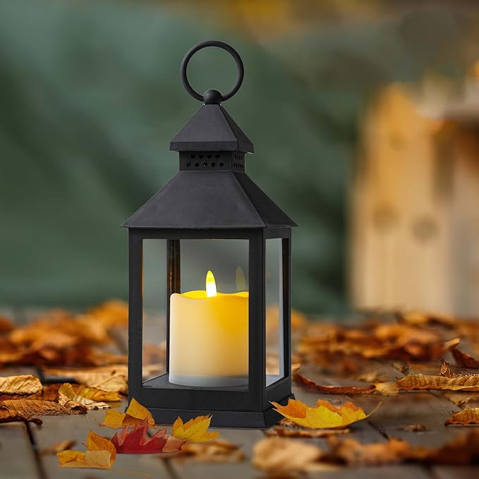 Vintage Lantern Decorative LED Flickering Flameless Candle with Timer, Battery Powered LED Decorative Hanging Lanterns for Indoor Outdoor Garden Yard Home Decor(1 Pack)
