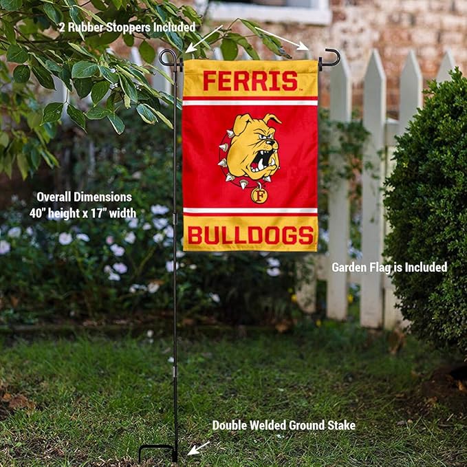 College Flags & Banners Co. Ferris State Bulldogs Garden Flag with Stand Holder