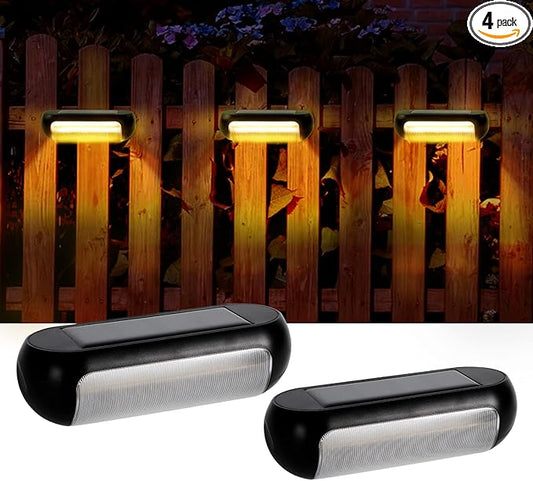 GOESWELL Solar Post Cap Lights Outdoor, LED Deck Fence Post Lights for 4x4 Wooden and Vinyl Posts 2 Lighting Modes Warm White Cool White Garden Decoration (Fence Lights -2packs)