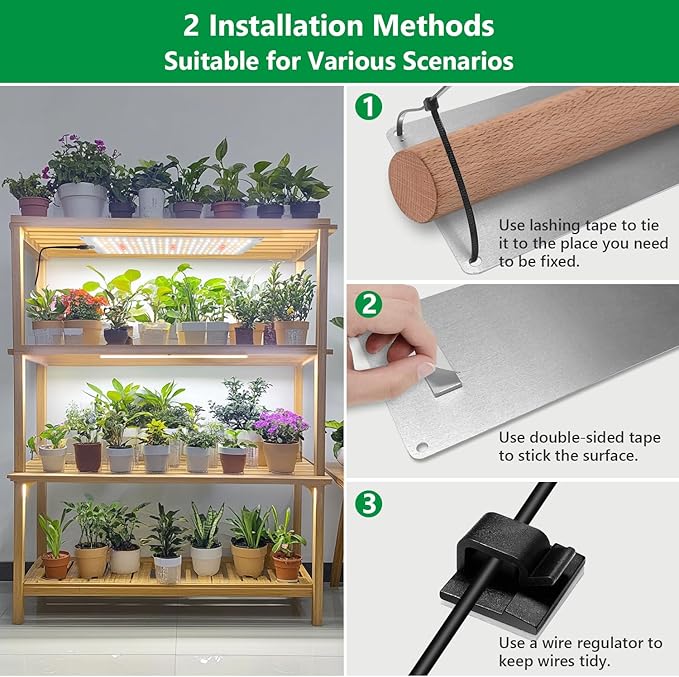 Grow Lights for Indoor Plants, Full Spectrum Under Shelf Plant Lights for Growing Small Plants, Light and Thin 138 LED Plant Grow Lamp Panel with 6/12/16H Timer, 3 Light Modes, 5 Dimmable