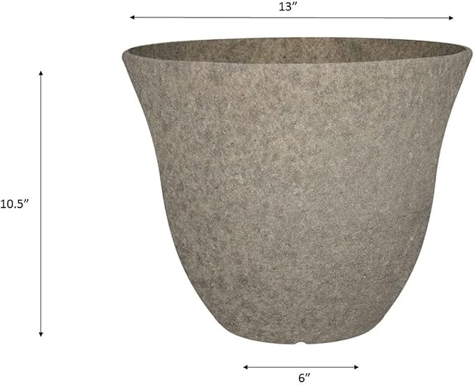 Classic Home and Garden Honeysuckle Resin Flower Pot Planter, Stone Grey, 13"