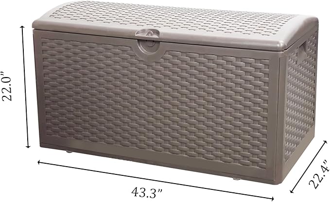 80 Gallon Pro Outdoor Storage Box Waterproof Lockable Resin Deck Box Large, Patio Storage Bin for Pool Accessories Cushion Furniture, Garden Tools, UV-Resistant Outside Delivery Brown