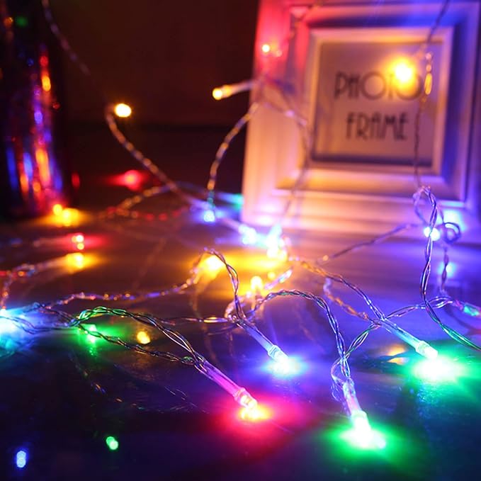 2 Pack 36ft 100 LED Battery Operated String Lights with Remote Timer Waterproof 8 Modes String Lights for Bedroom, Garden, Easter, Party, Christmas Indoor and Outdoor Decorations -Multicolor