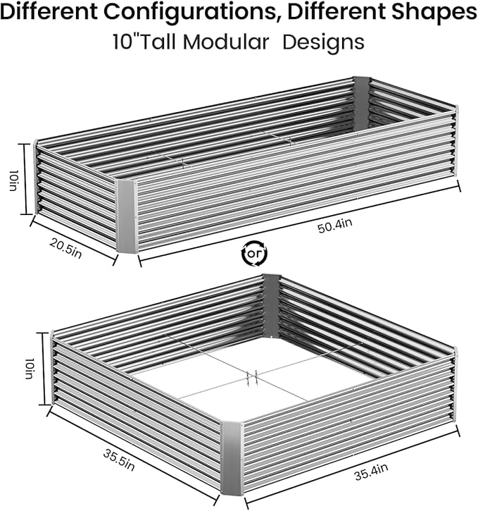 2 Pack Galvanized Raised Garden Bed Outdoor, Metal Garden Bed for Vegetables, Above Ground Garden Box for Flower, Steel Raised Beds for Gardening - 50"x20"