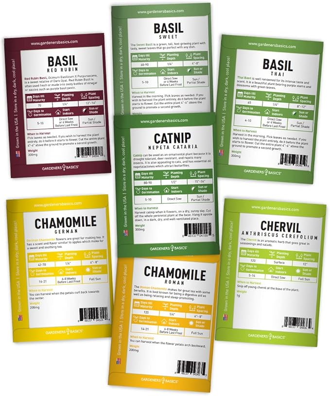 Gardeners Basics Complete Medicinal Herb Seeds for Planting Collection - 35 Best Herbs Variety Pack for Teas and Home Remedies - Indoor, Outdoor, Hydroponic Herbal Herbalist Seed - Non-GMO, Heirloom