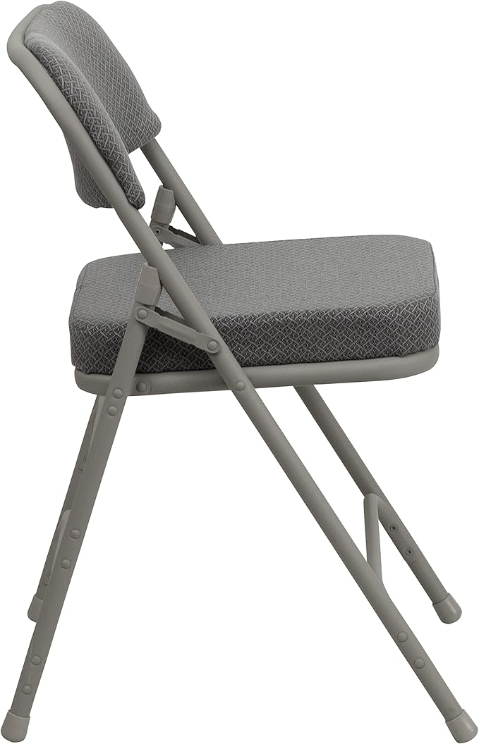 Flash Furniture Hercules Series Metal Folding Chairs with Cushioned Seats, Fabric Upholstered Event Chairs, Set of 2, Gray