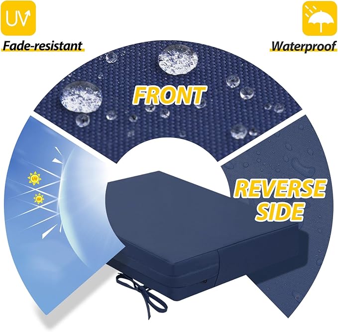 AAAAAcessories Outdoor Seat Cushions for Chairs, Waterproof, Fade-Resistant Patio Furniture Replacement Cushions, 18.5" x 16" x 3", Set of 2, Navy Blue