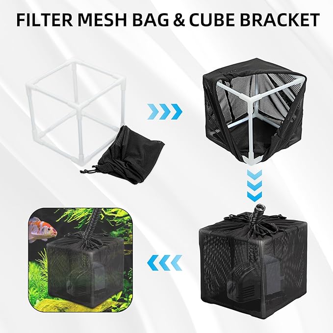 Fineday Pond Filter, Anti-Clogging Cube Outdoor Mesh Water Pump Barrier Bag Box Basket (5" x 2 Pack)