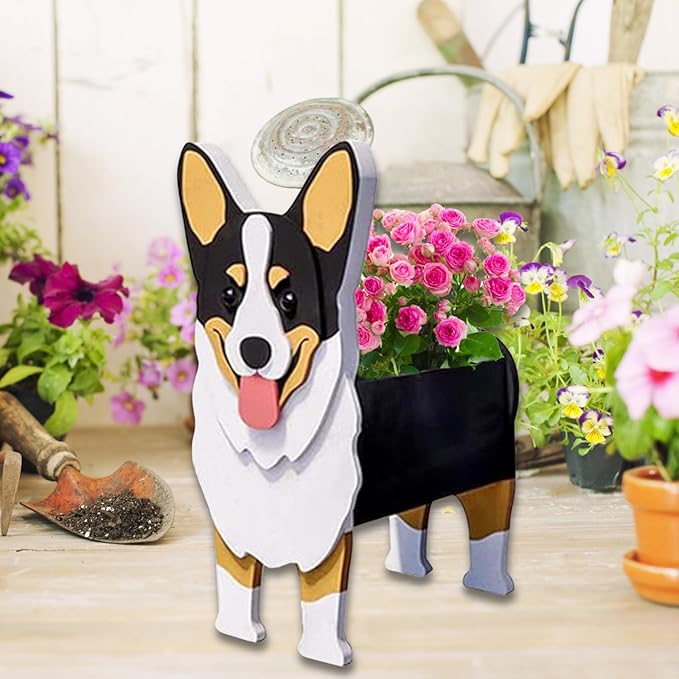 Concepts Welsh Corgi Dog Planter Plant Pots,Cute Garden Dog Flower Planter,Large Dog Planters Birthday Gifts for Women,Office,Indoor/Outdoor Decor（9.84 * 6.77 * 17in）