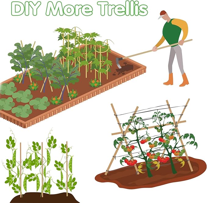 Bamboo Stakes,4FT Natural Bamboo Garden Stakes,BOVITRO 25Pcs Bamboo Plant Stakes,Bamboo Sticks for Tomato,Beans,Vegetable and Climbing Plants