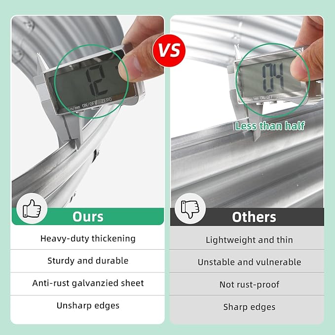 2Pcs Raised Garden Bed, Galvanized Planter Raised Garden Beds for Outdoor, 4x2x1ft, Vegetables,Flowers &Herbs,Heavy Duty Metal Raised Garden Beds Outdoor,Rust-Resistant & Easy Assembly