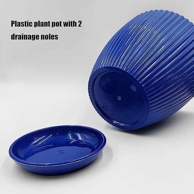 7.5/6.5/5.5/4.9/4.2/3.5 Inches Plant Planters 6 Pack, Thick Sturdy Plastic Pots for Plants, Indoor/Outdoor 6 Sizes Flower Pots with Drainage Holes and Saucers (6 Sizes,Dark-Blue)
