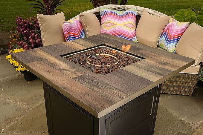 DualHeat by Endless Summer, The Harris, 38" Square Propane Gas Outdoor Fire Pit/Patio Heater