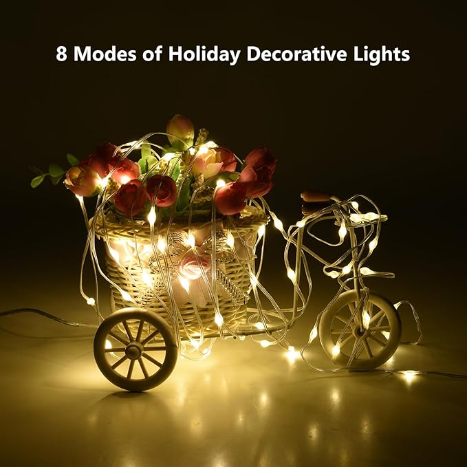 300 LED Fairy Lights Plug in - 100ft Waterproof Twinkle Lights for Bedroom, Outdoor & Indoor, 8 Modes Timer String Lights with Adapter - Warm White LED Fairy Lights for Garden, Christmas Decor