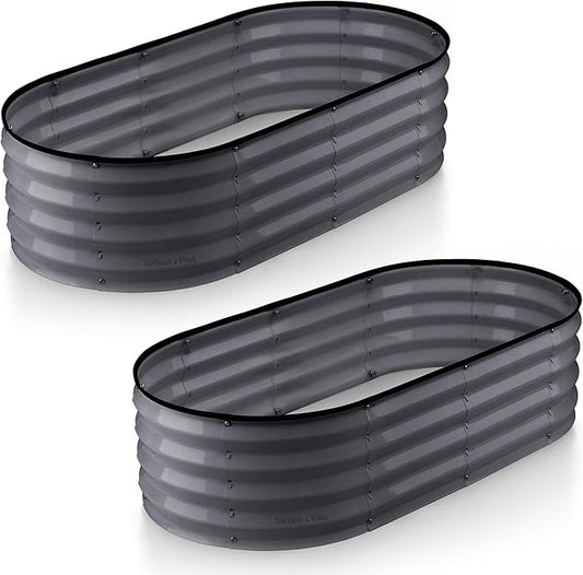 Galvanized Raised Garden Beds Outdoor // 4×2×1 ft (2-Pack) Planter Raised Beds for Gardening, Vegetables, Flowers // Large Metal Garden Box (Gray) // Patented Tool-Free Design