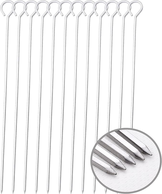 10 inch Barbecue Skewers, HONSHEN Metal BBQ Sticks,12Pack Stainless Steel Square Skewer,Kebob,kabob Sets for Grill Outings Cooking (BBQ Skewers Square 10inch-12p)
