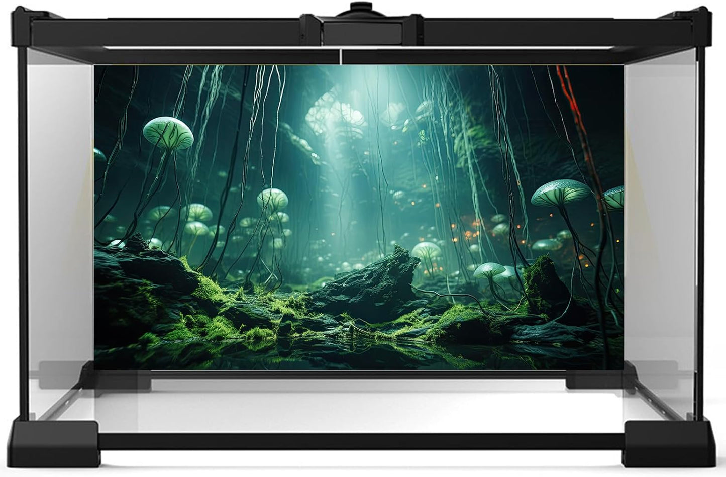 Aquarium Background Foggy Stone Mushroom Green Moss Fish Tank Background Mysterious Green Seaweed Scenery Aquarium Backgrounds White Mushroom Reptile Tank Enclosure Backgrounds Wallpaper 72x16in