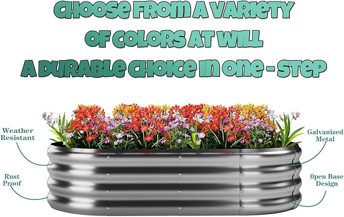 Galvanized Metal Planter Round Raised Garden Bed Kit for Gardening Outdoor Grow Garden Box Raised Flower Bed Galvanized Planter Outdoor 2PC 2x2x1FT