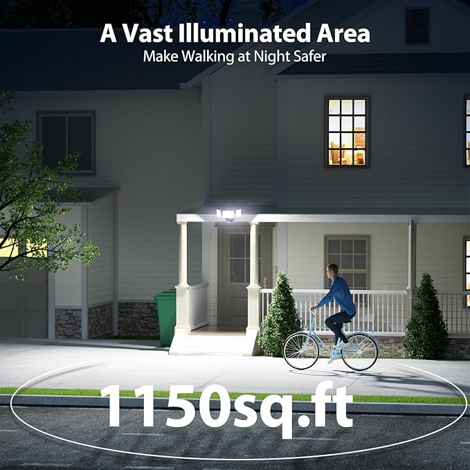 Onforu 65W Motion Sensor Outdoor Lights, 6000lm 6500K Daylight Flood Light Outdoor Motion Sensor, IP65 Waterproof Motion Detected Lights for Outside, Hardwired LED Security Light for Garage Yard