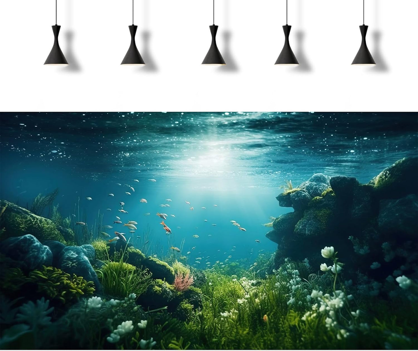 Underwater Aquarium Background Under The Sea Fish Tank Background Ocean Floor Green Aquatic Plants Aquarium Backgrounds Deep Sea Sunray Tropical Fish Aquarium Tank Backgrounds 36x20in
