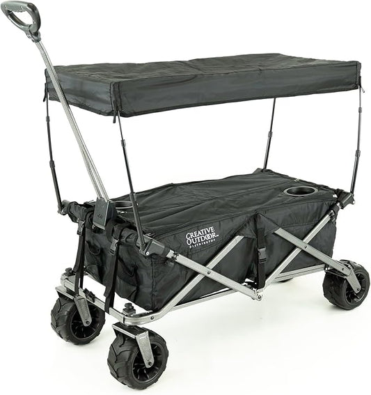 Creative Outdoor All-Terrain Deluxe Wagon | 360 Swivel All Terrain Wheels | Great for Beach, Park, Garden & Tailgate | Multiple Color Options