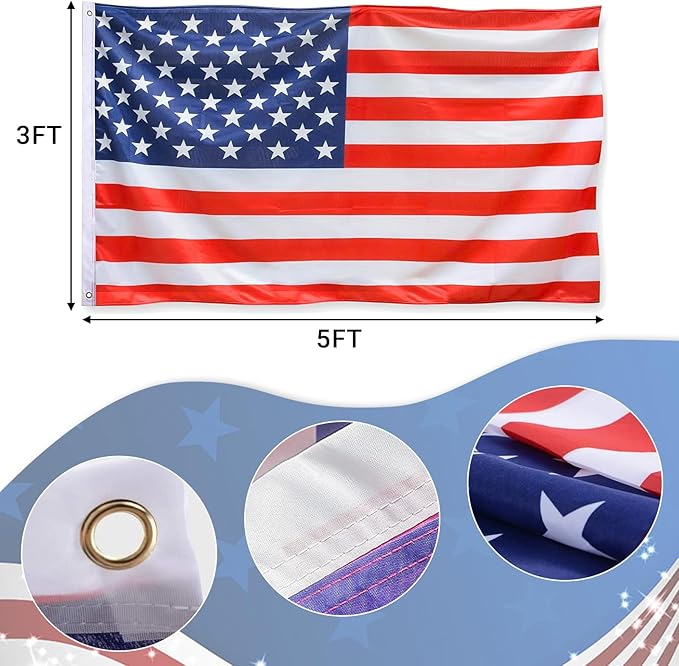 Flag Pole for Outside in Ground, 16FT Sectional Extra Thick Flagpole Kit, Heavy Duty Aluminum Outdoor Flag Poles with 3x5 American Flag for Yard, Garden, Residential or Commercial