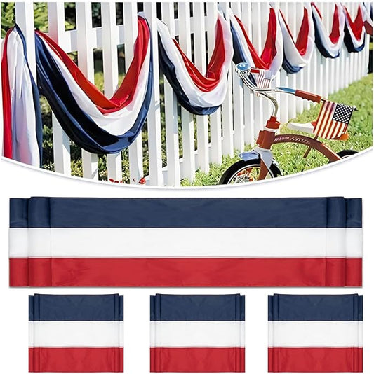 4Pack American Bunting Flag 2" x 20Ft Red, White & Blue Stripe Banner USA Patriotic Bunting Flags 4th of July Decoration for Outside Porch
