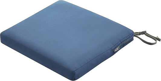 Classic Accessories Ravenna Water-Resistant 17 x 15 x 2 Inch Patio Seat Cushion, Empire Blue, Chair Seat Cushion