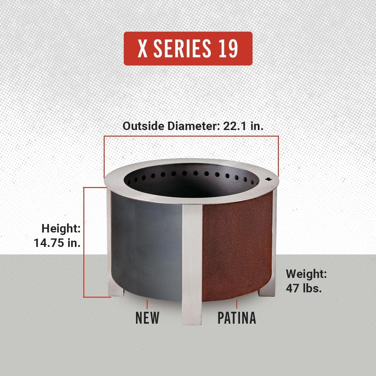 Breeo Smokeless Fire Pit (X Series 19, Corten Steel) | 22.1 inch Smokeless Fire Pit for Outside | 47 Pounds | Ideal for Families | Compatible with Wide Range of Breeo Accessories