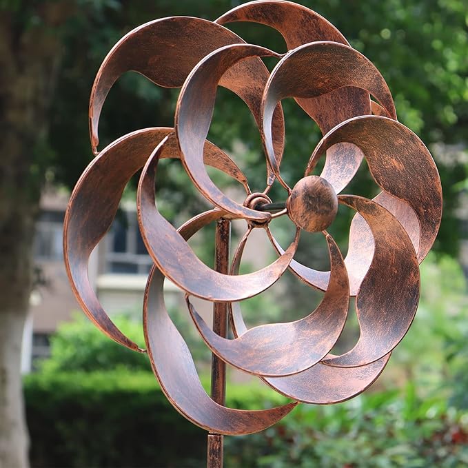360 Degrees Metal Swivel Classical Wind Spinner Willow Leaves for Patio Lawn Outdoor Yard Lawn Garden
