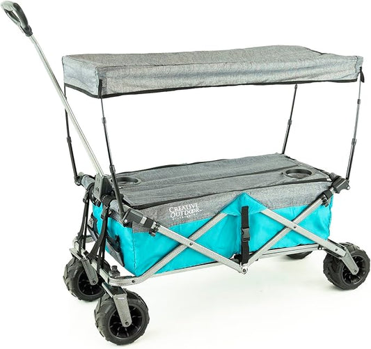 Creative Outdoor All-Terrain Deluxe Wagon | 360 Swivel All Terrain Wheels | Great for Beach, Park, Garden & Tailgate | Multiple Color Options