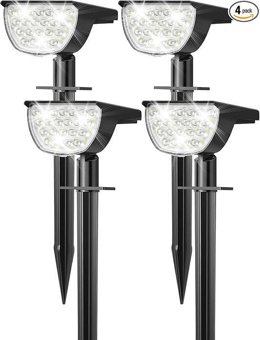 Solar Lights Outdoor Waterproof IP65, 76 LED 3 Lighting Modes Solar Spot Lights Outdoor Yard Garden Landscape Pathway (Cool White, 4 Pack)