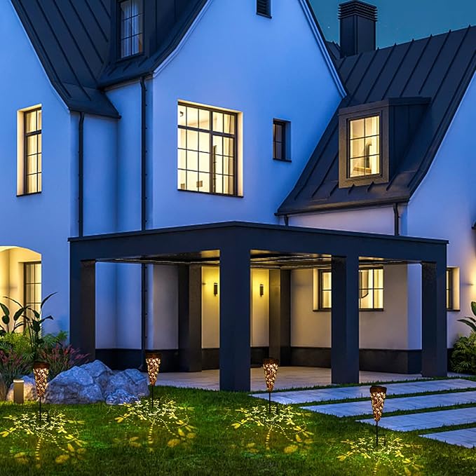 2 Pack DIBIEECN Dragonfly Solar Pathway Lights Outdoor,Metal Garden Decorations Outdoor Lights with Patterns and Warm Light,Waterproof Landscape Lighting for Path Patio Backyard Walkway Yard