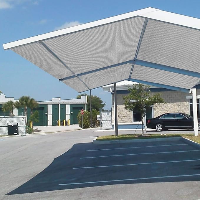 Eden's Decor Straight Flat-Edged Sun Shade Sail Rectangular 8' x 20' Grey UV-Blocking Outdoor Canopy Fabric Cloth Awning for Pergola Patio Garden Backyard Custom Size