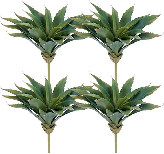 Veryhome Succulents Plants Artificial Aloe Plant, 12.5Inch Large Faux Succulents Unpotted, Premium Crafting DIY Greenery Decor for Indoor & Outdoor(4Pcs-Green)