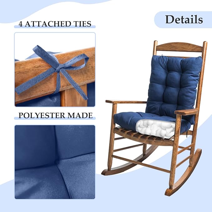 Patio Rocking Chair Cushion, 1 Pack Non Slip Back Chair Cushion High Back Indoor Outdoor Chaise Lounger Cushion Seat Pads, Purple