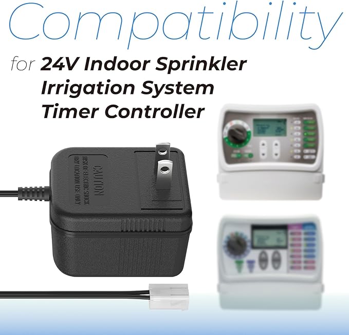 ANTOBLE Sprinkler System Power Supply Transformer 24V 300mA Irrigation Timers System Power Cord Replacement Part AC Adapter Charger Indoor Sprinkler Controller Irrigation System Accessories