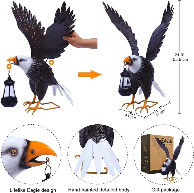 Nacome Metal Bald Eagle Large Outdoor Statues,Yard Decorations Outdoor Garden Sculptures & Statues，Garden Gifts