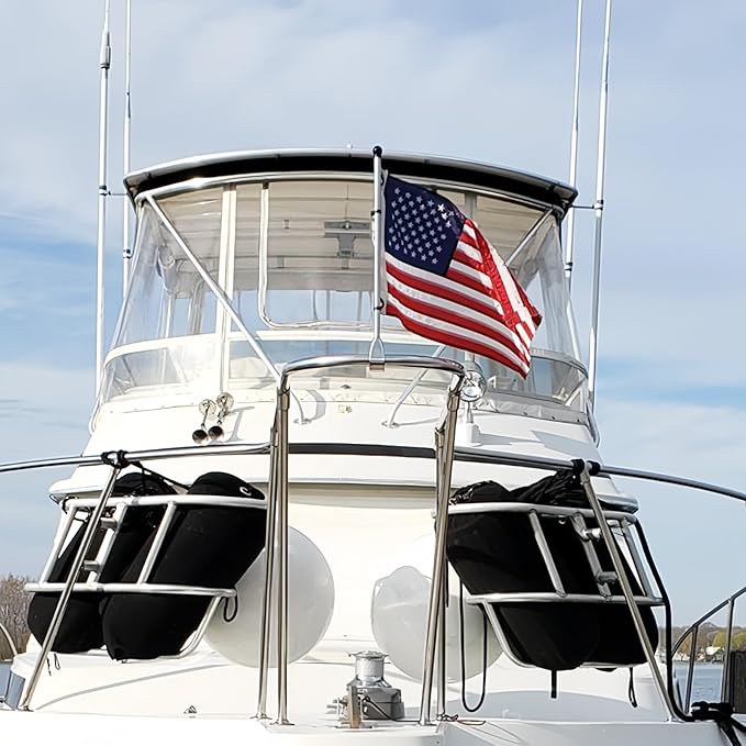 AZCOVER American Flag 12x18 Inch Boat Flag for Outside, 210D Small American Flags Double Sided with Embroidered Stars Sewn Stipes and Brass Grommets for Marine Yacht UTV