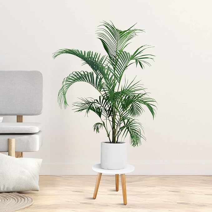Uneedem Indoor Plant Stand, Wood Mid Century Modern Small Round Side Plant Table for Indoor Plants, 8.9" Tall Plant Holder for Flower Pots End Table