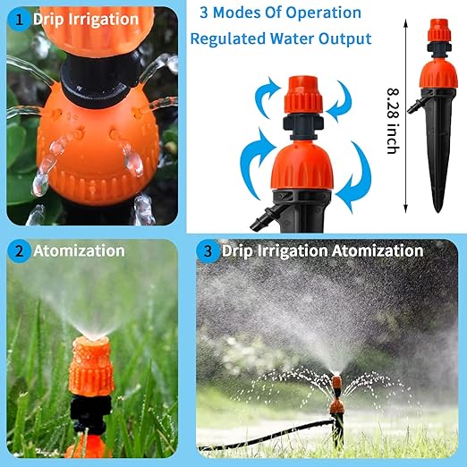 49.21 FT Garden Automatic Watering Irrigation System, Spray drip Irrigation Atomization Integrated Home Gardening Irrigation System, Garden Watering System Adjustable Flexible Nozzle Sprayer System